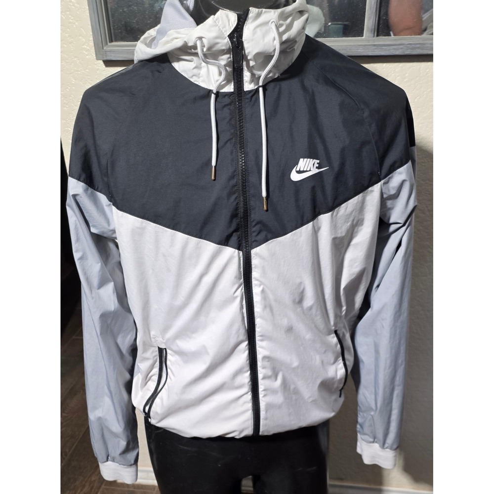 Nike Sportswear Windrunner Hooded Windbreaker Jacket Black Grey White 727324-101